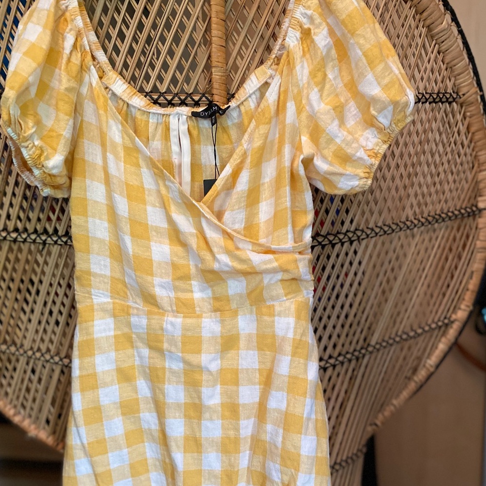 Yellow Plaid Dress - size small